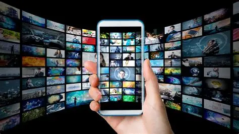 A hand holding a phone surrounded by screens showing news and media coverage